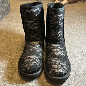 UGG Lace Boots with black crystals